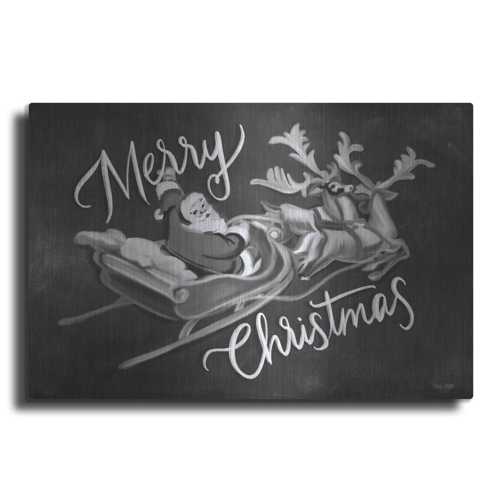 'Merry Christmas Santa & Sleigh' by House Fenway – Metal Wall Art