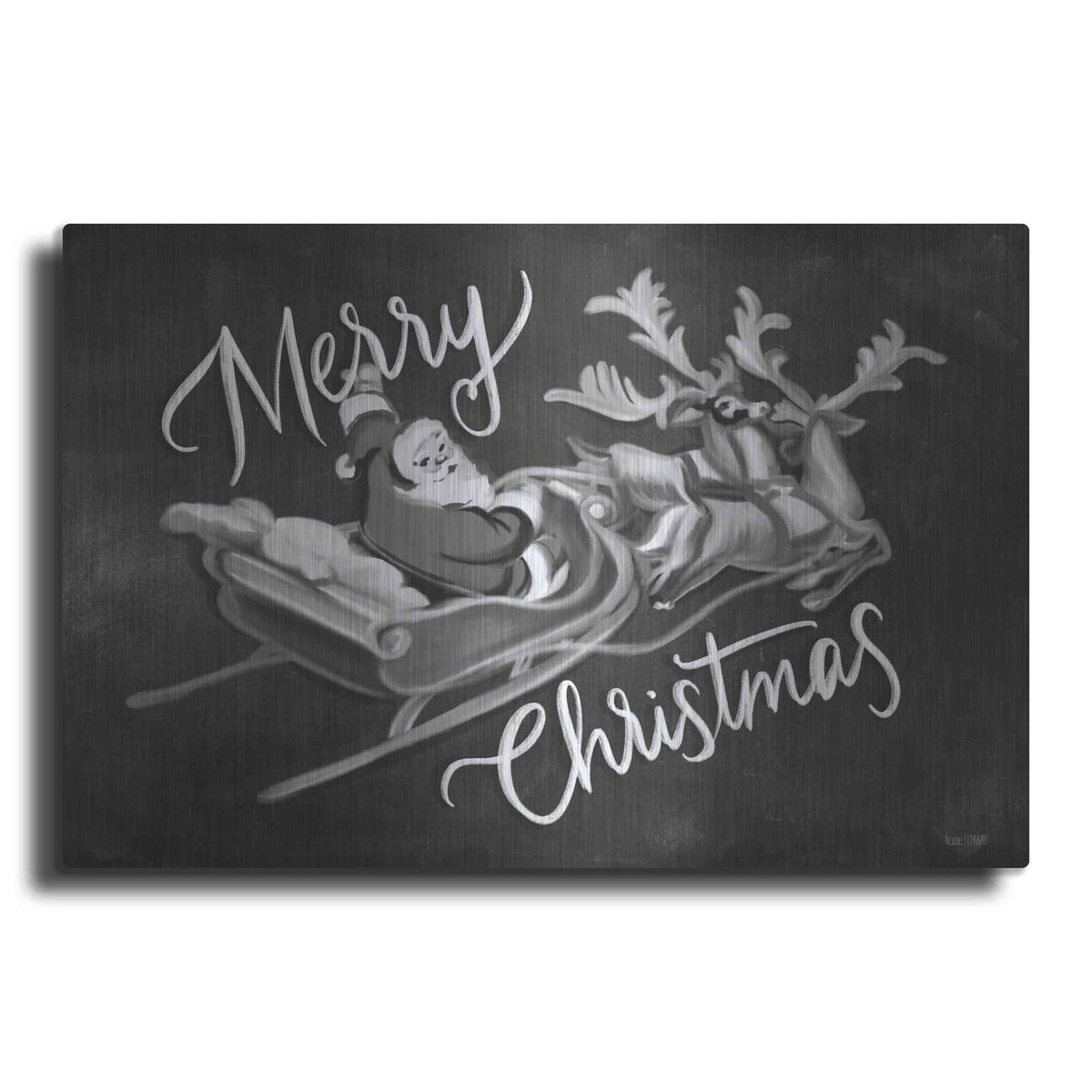 'Merry Christmas Santa & Sleigh' by House Fenway – Metal Wall Art