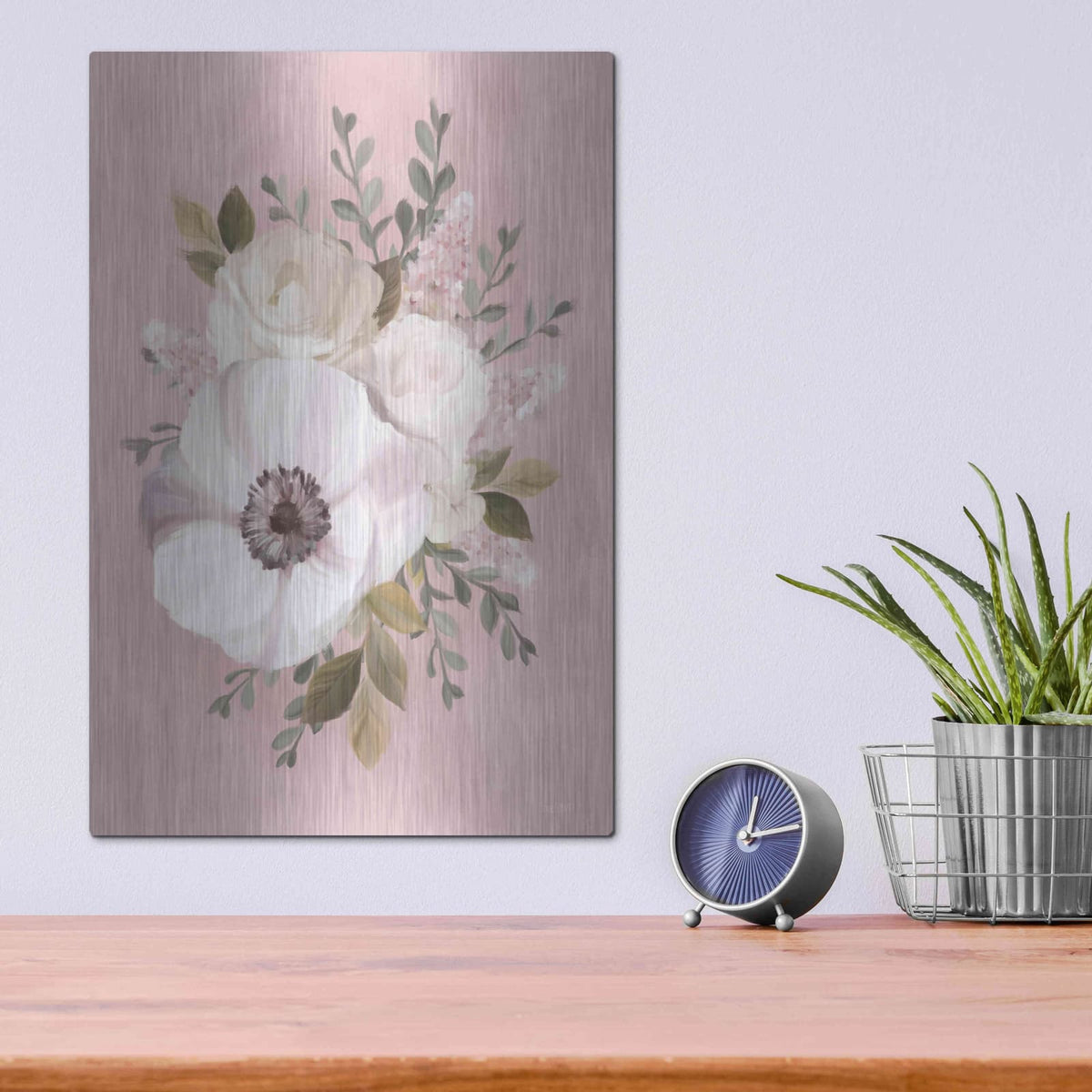 'Pink Lover Bouquet' by House Fenway – Metal Wall Art, 12x16 room view