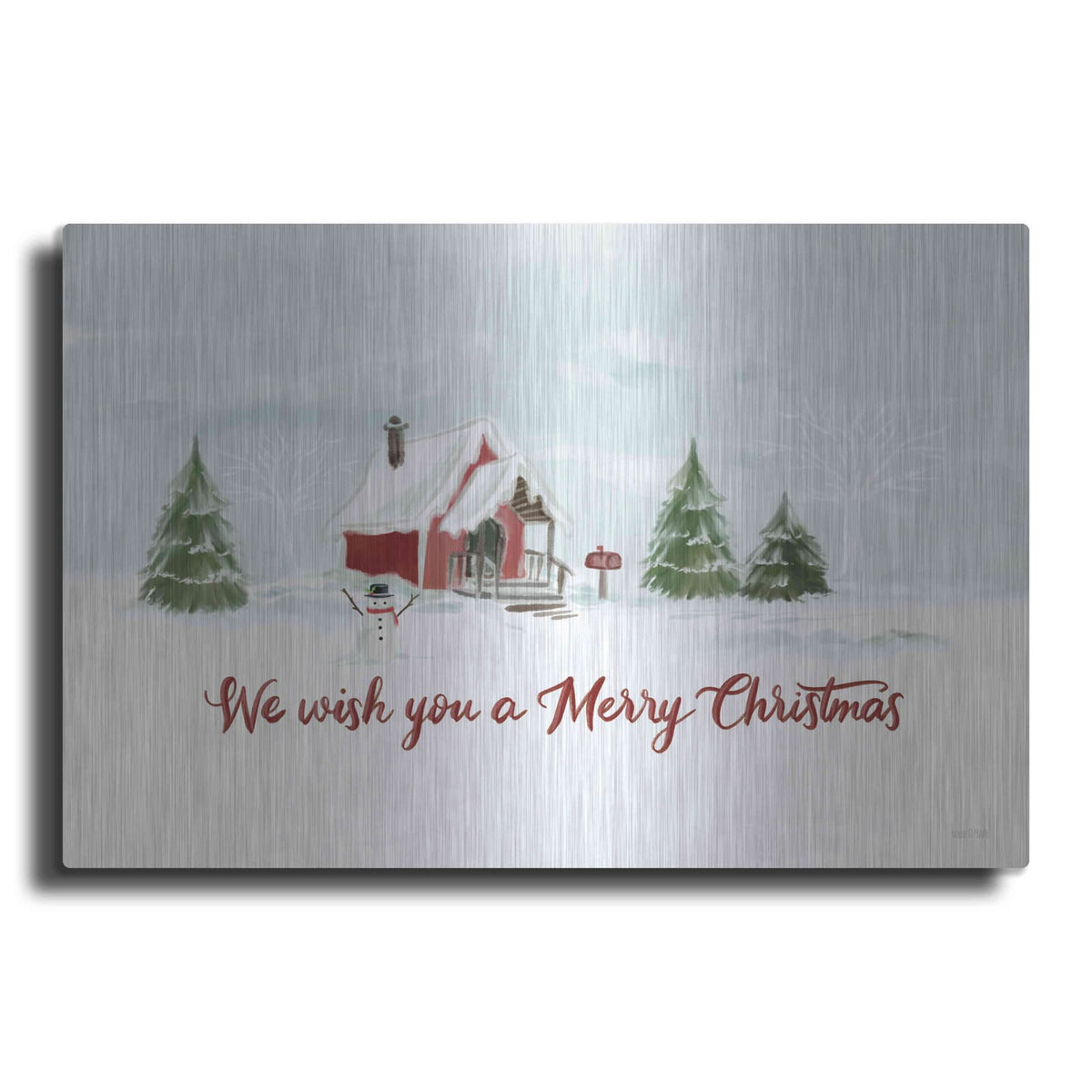 'Snowy Christmas House' by House Fenway – Metal Wall Art