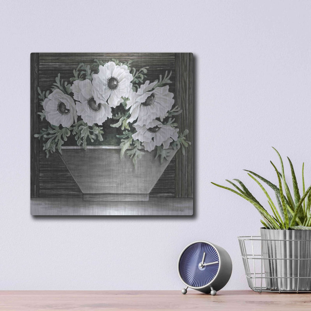'Poppies Planter' by Cindy Jacobs – Metal Wall Art, 12x12 room view