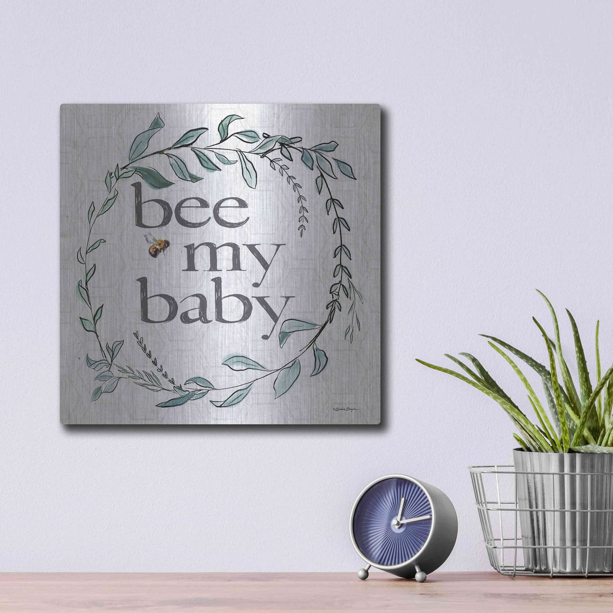 'Bee My Baby' by Susie Boyer – Metal Wall Art, 12x12 room view