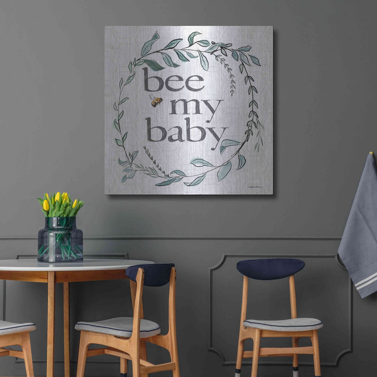 'Bee My Baby' by Susie Boyer – Metal Wall Art, 36x36 room view