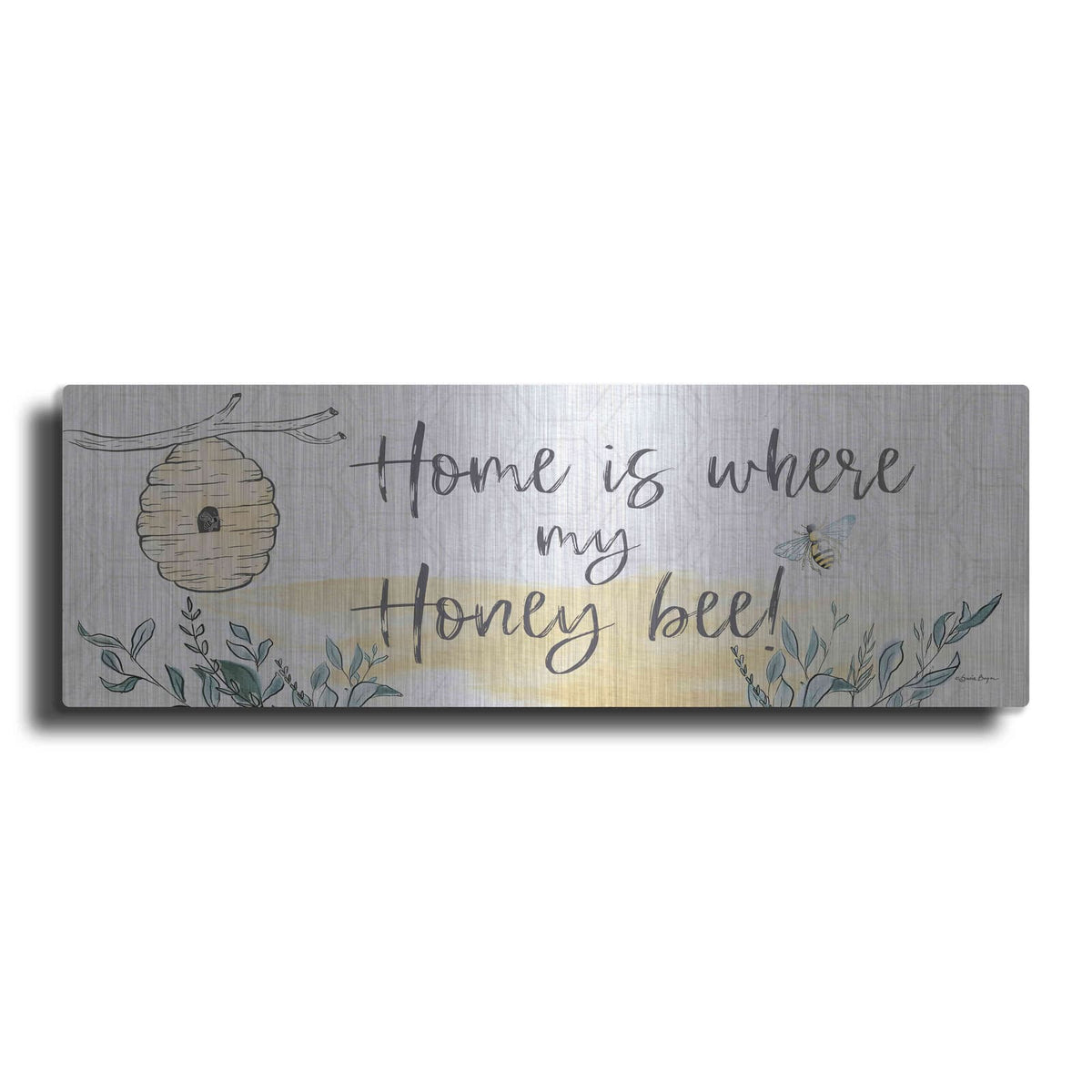 'Home Is Where My Honey Bee' by Susie Boyer – Metal Wall Art