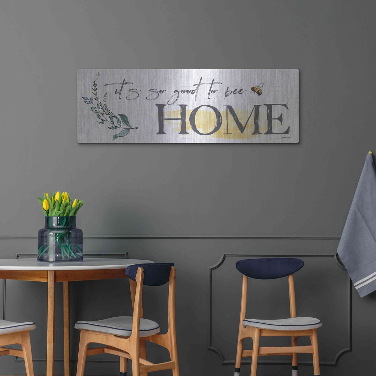 'Its So Good To Bee Home' by Susie Boyer – Metal Wall Art, 48x16 room view