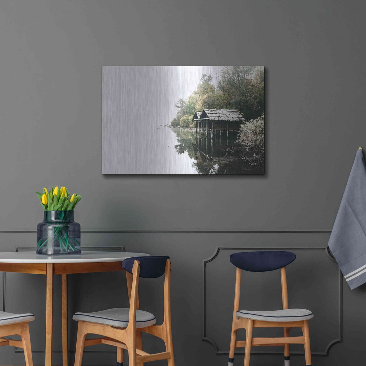 'Docs On The Lake' by Susan Ball – Metal Wall Art, 36x24 room view