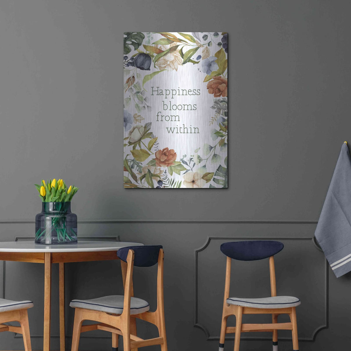 'Happiness Blooms From Within' by Susan Ball – Metal Wall Art, 24x36 room view