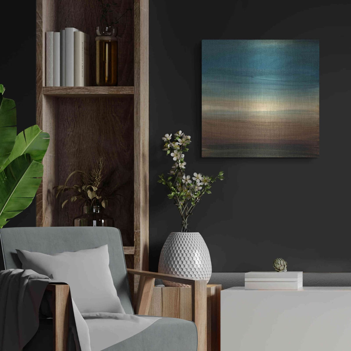 'Abstract Horizon IV' by Ethan Harper – Metal Wall Art, 24x24 room view