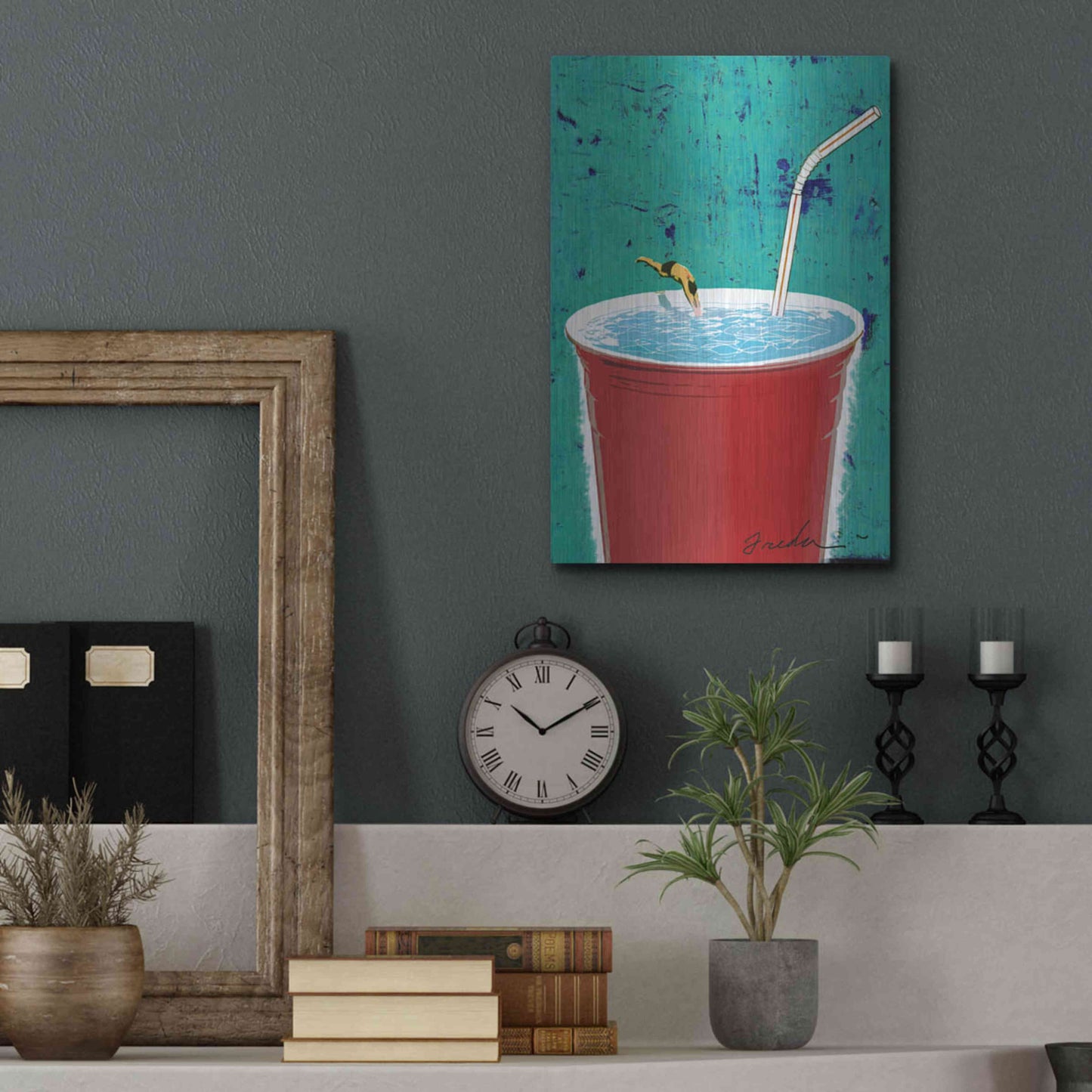 Luxe Metal Art 'Big Drink' by Anthony Freda, Metal Wall Art,12x16