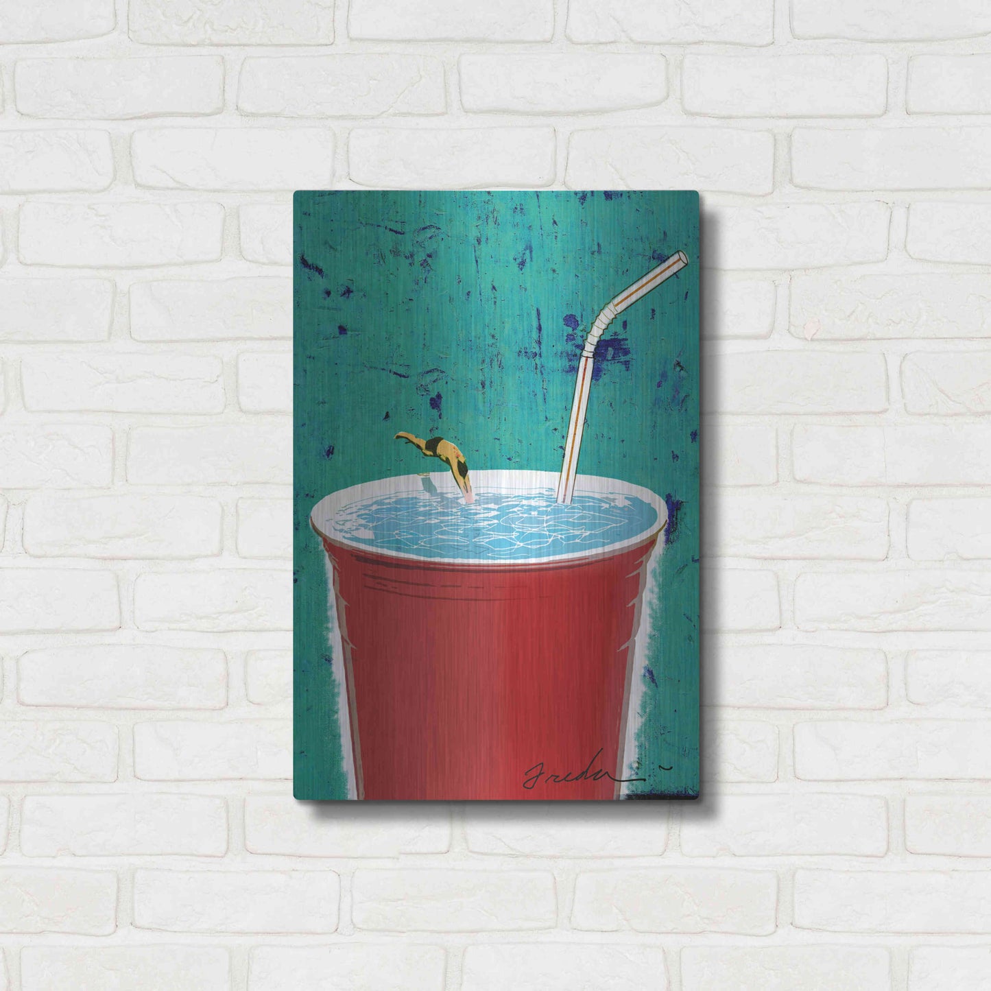 Luxe Metal Art 'Big Drink' by Anthony Freda, Metal Wall Art,16x24