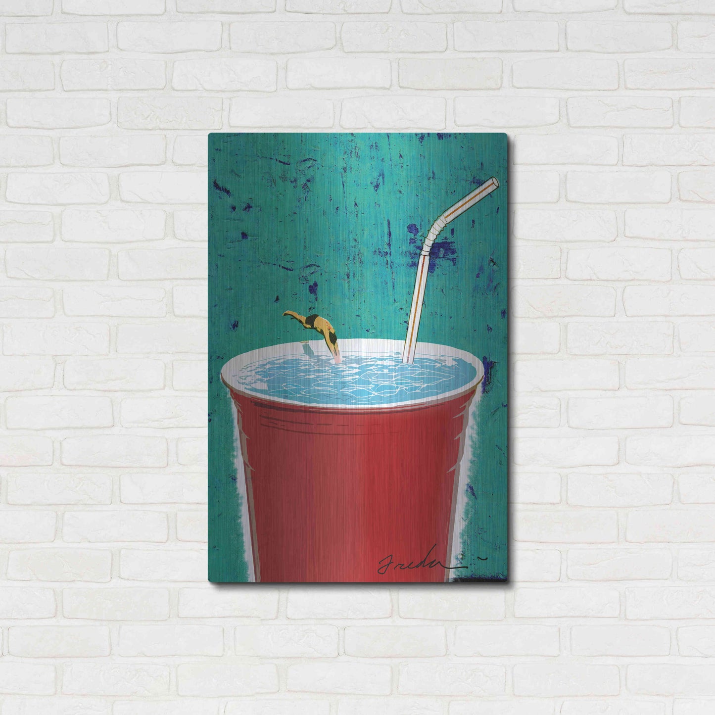 Luxe Metal Art 'Big Drink' by Anthony Freda, Metal Wall Art,24x36