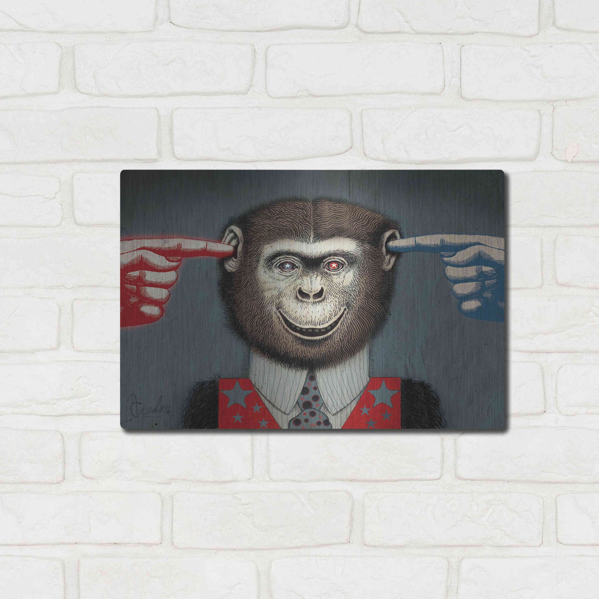 Luxe Metal Art 'Monkey' by Anthony Freda, Metal Wall Art,16x12