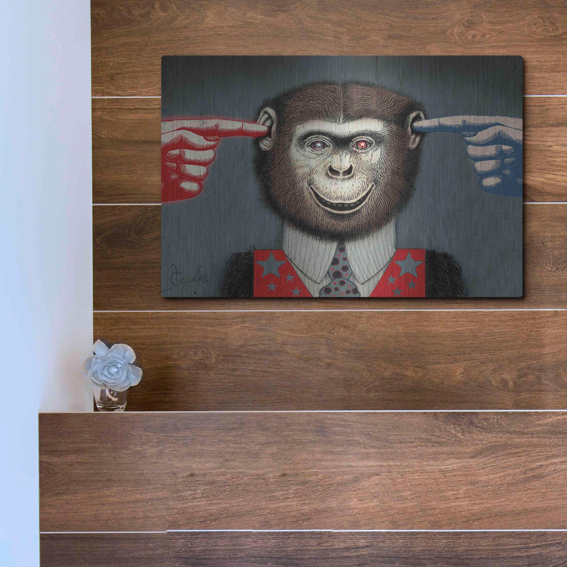 Luxe Metal Art 'Monkey' by Anthony Freda, Metal Wall Art,16x12