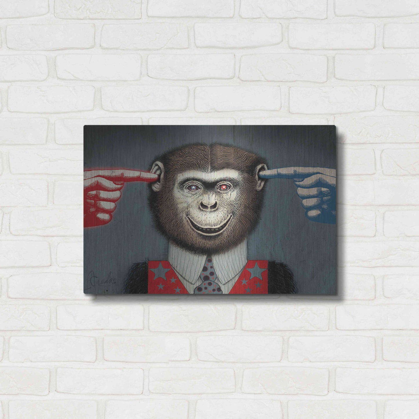 Luxe Metal Art 'Monkey' by Anthony Freda, Metal Wall Art,24x16