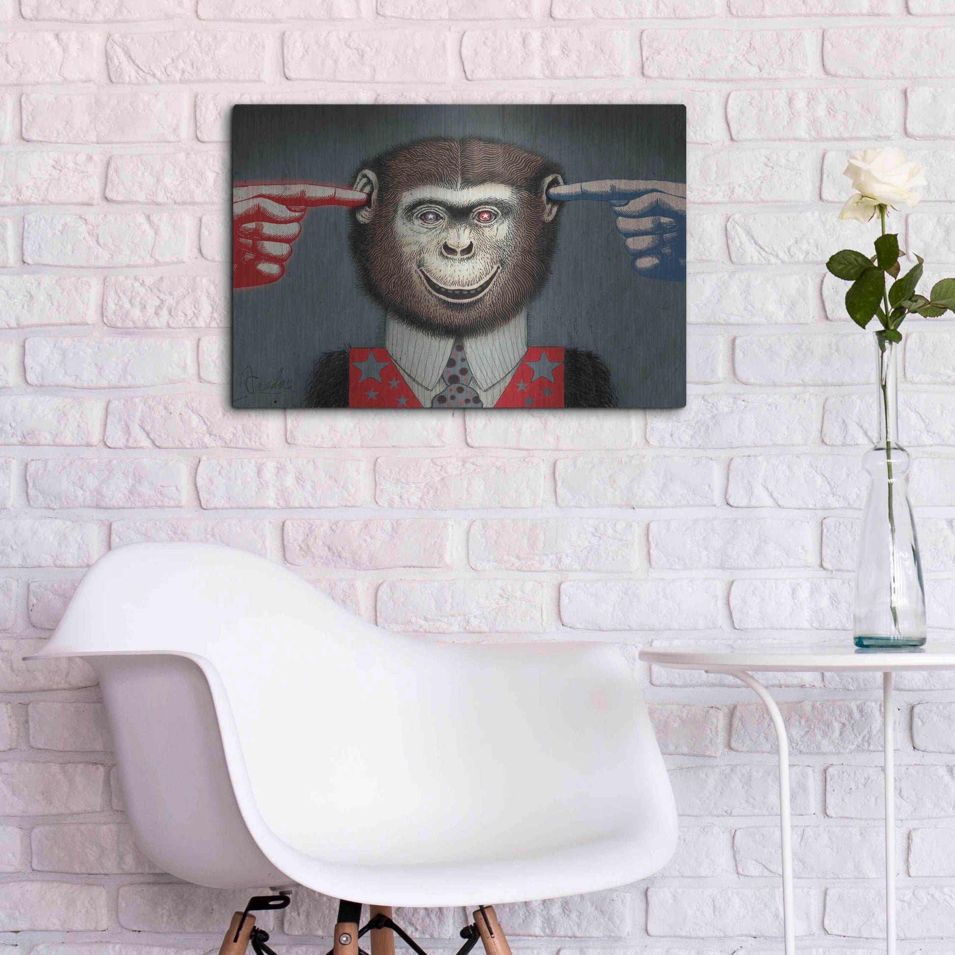 Luxe Metal Art 'Monkey' by Anthony Freda, Metal Wall Art,24x16