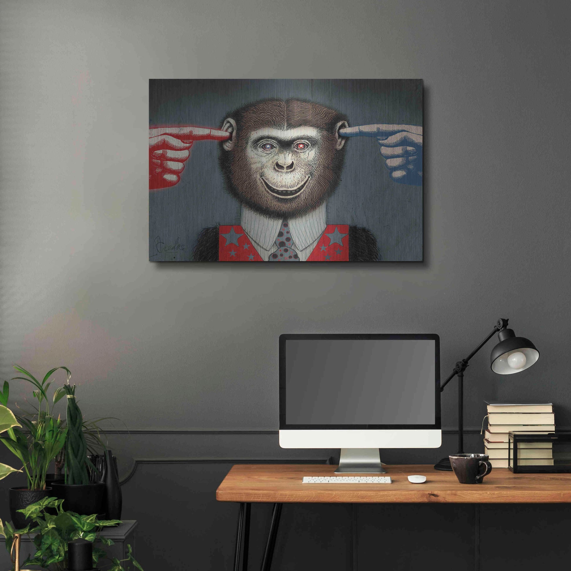 Luxe Metal Art 'Monkey' by Anthony Freda, Metal Wall Art,36x24