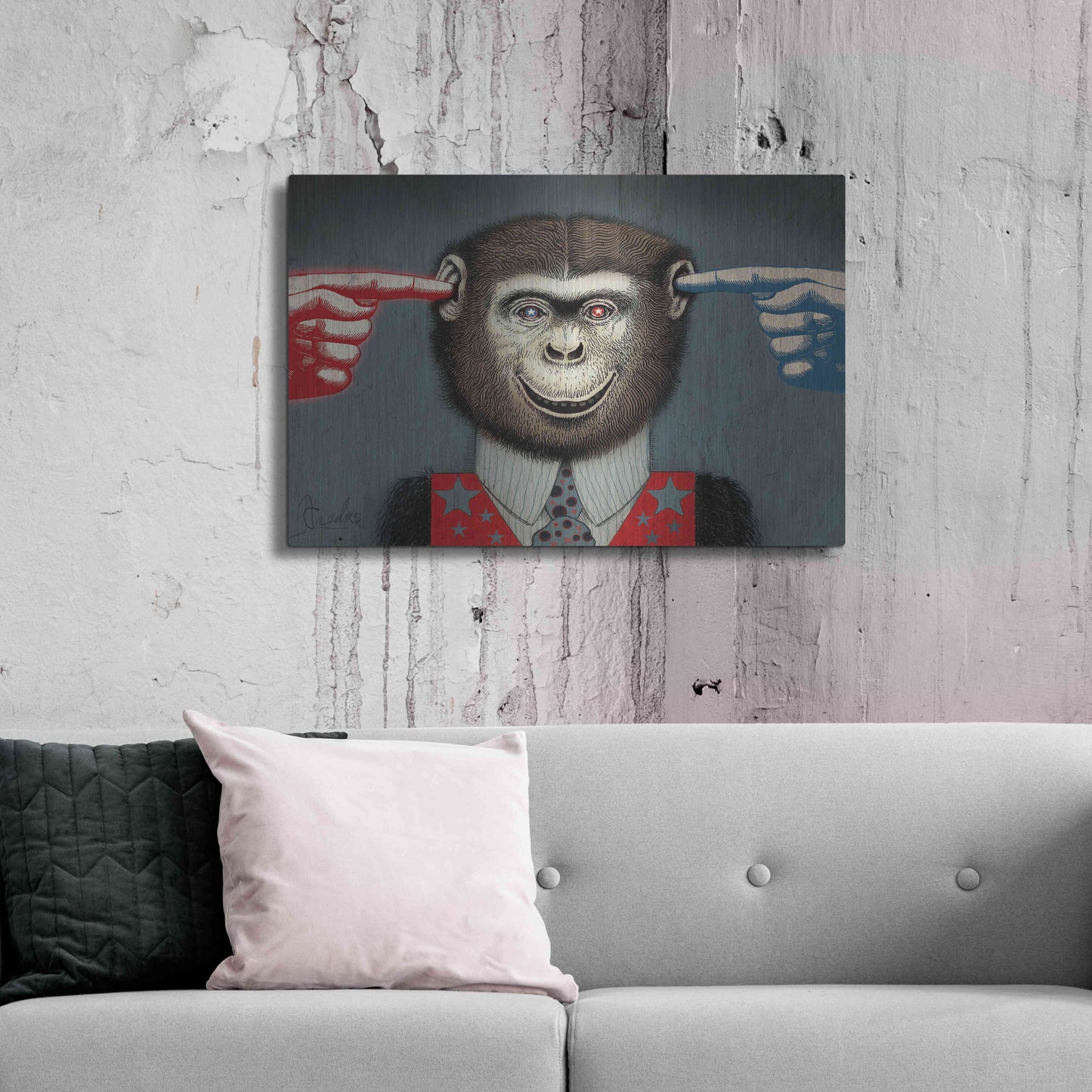 Luxe Metal Art 'Monkey' by Anthony Freda, Metal Wall Art,36x24