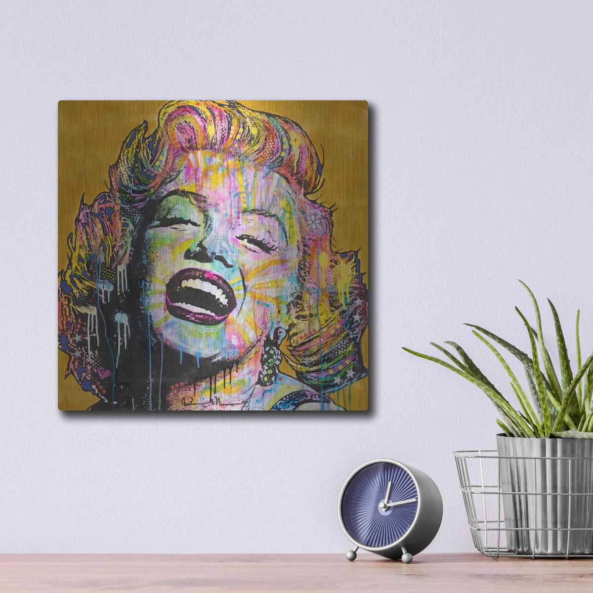 'Marilyn Yellow' by Dean Russo – Metal Wall Art, 12x12 room view