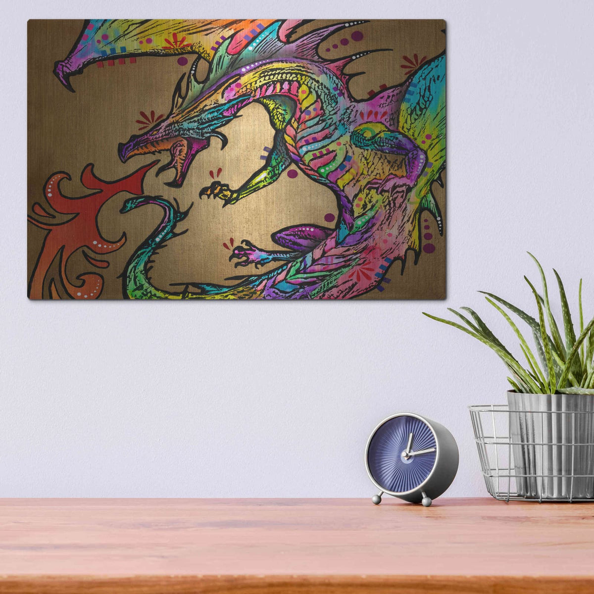 'Golden Dragon' by Dean Russo – Metal Wall Art, 16x12 room view