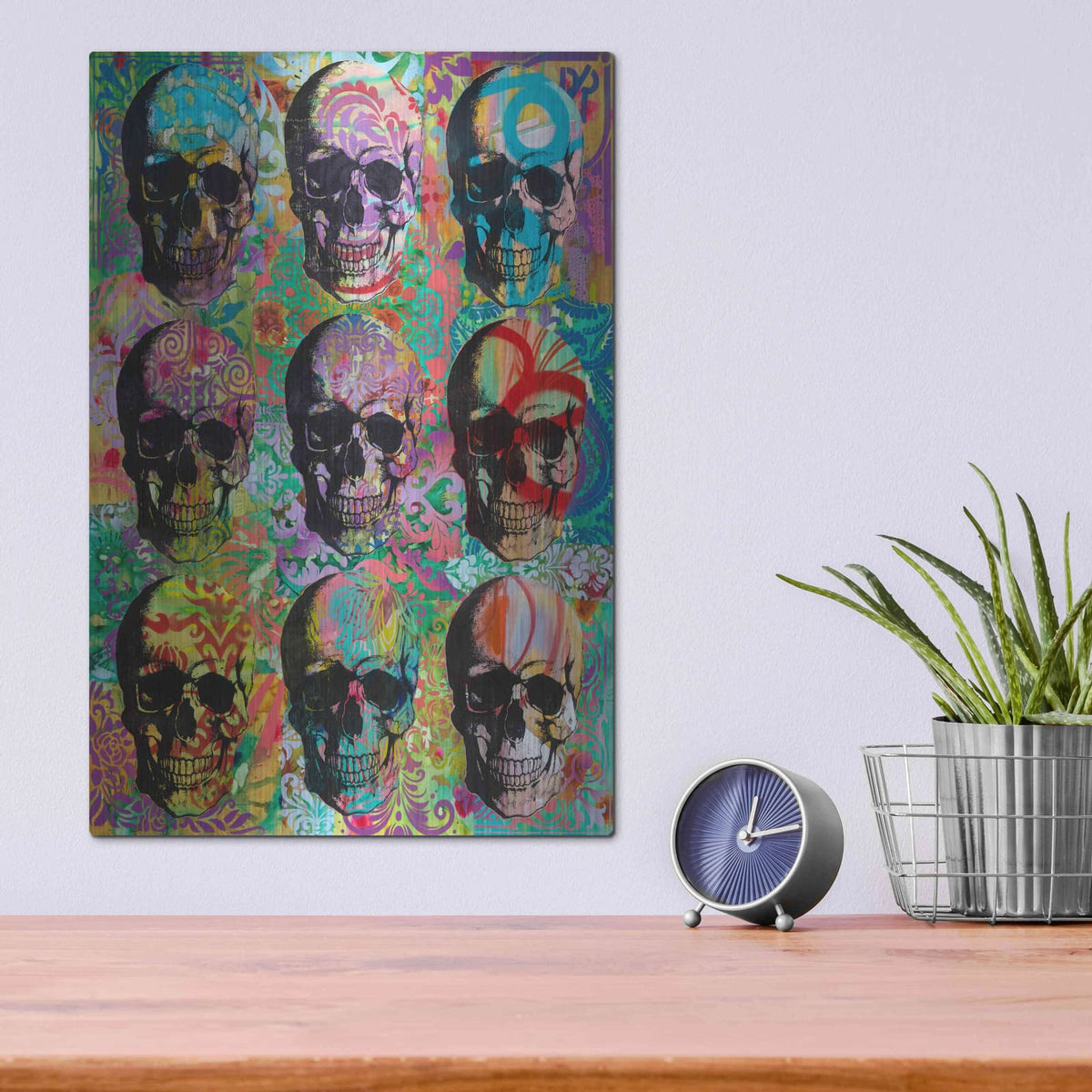 '9 Skulls' by Dean Russo – Metal Wall Art, 12x16 room view