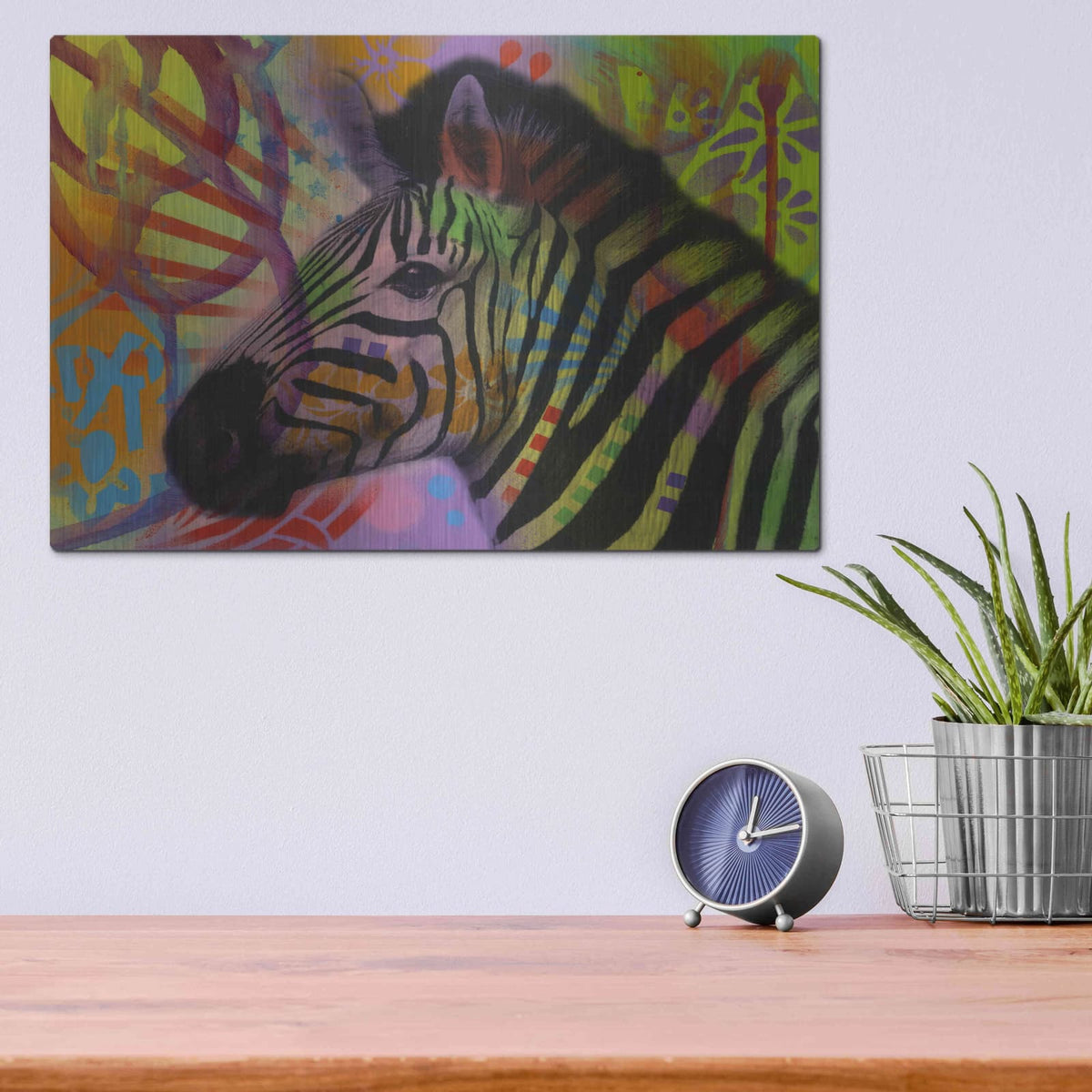 'Zebra 2' by Dean Russo – Metal Wall Art, 16x12 room view