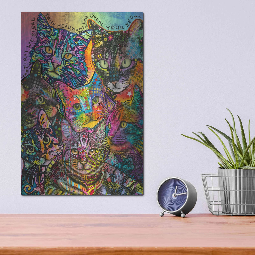 'Bed Cats' by Dean Russo – Metal Wall Art, 12x16 room view