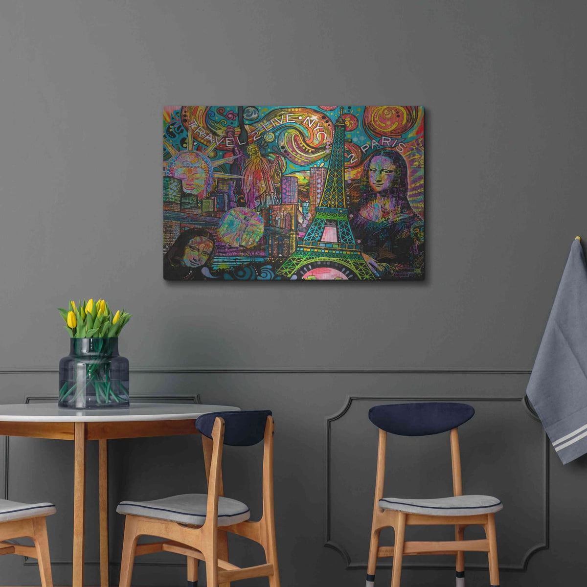 'Iconic Travel' by Dean Russo – Metal Wall Art, 36x24 room view