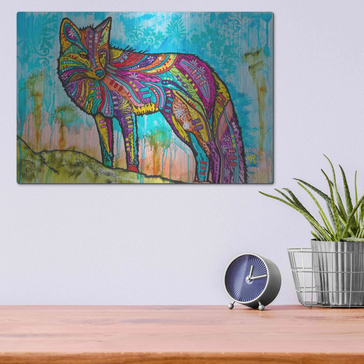 'Electric Fox' by Dean Russo – Metal Wall Art, 16x12 room view