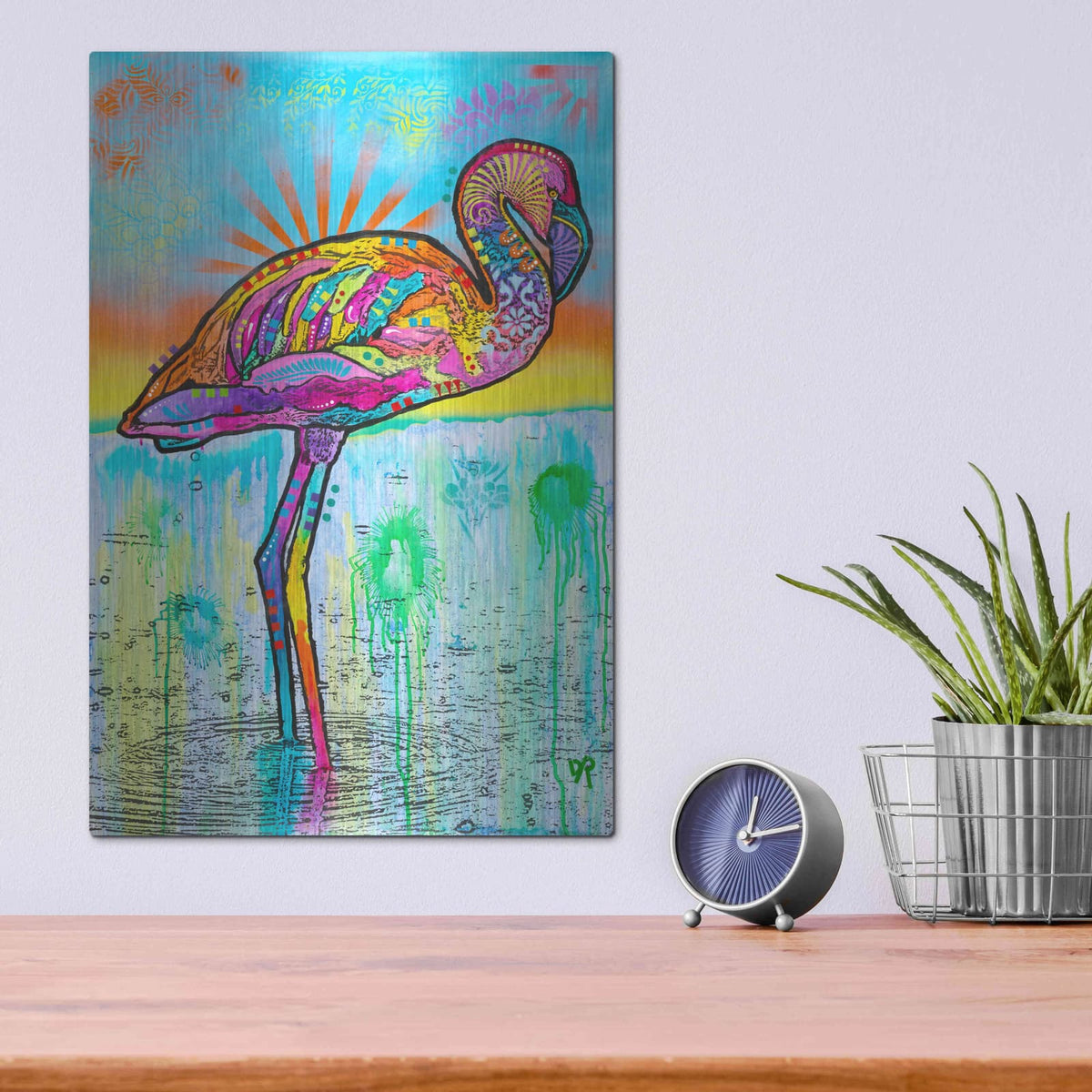 'Pink Flamingo' by Dean Russo – Metal Wall Art, 12x16 room view