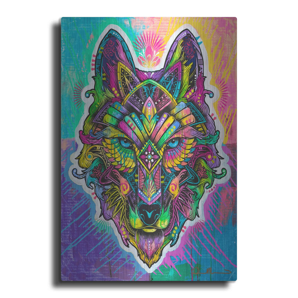 'Wolf Shaman' by Dean Russo – Metal Wall Art