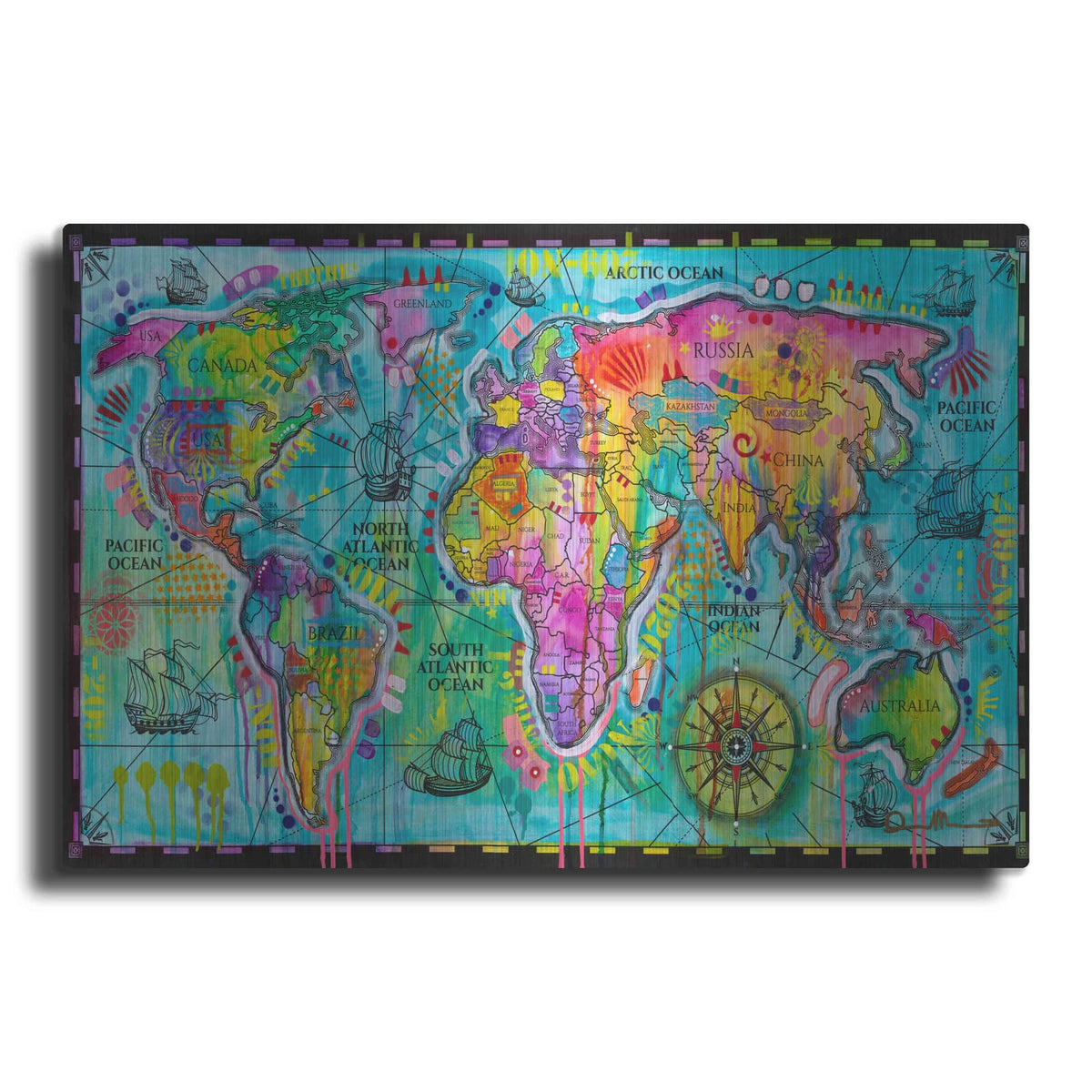 'World Map' by Dean Russo – Metal Wall Art