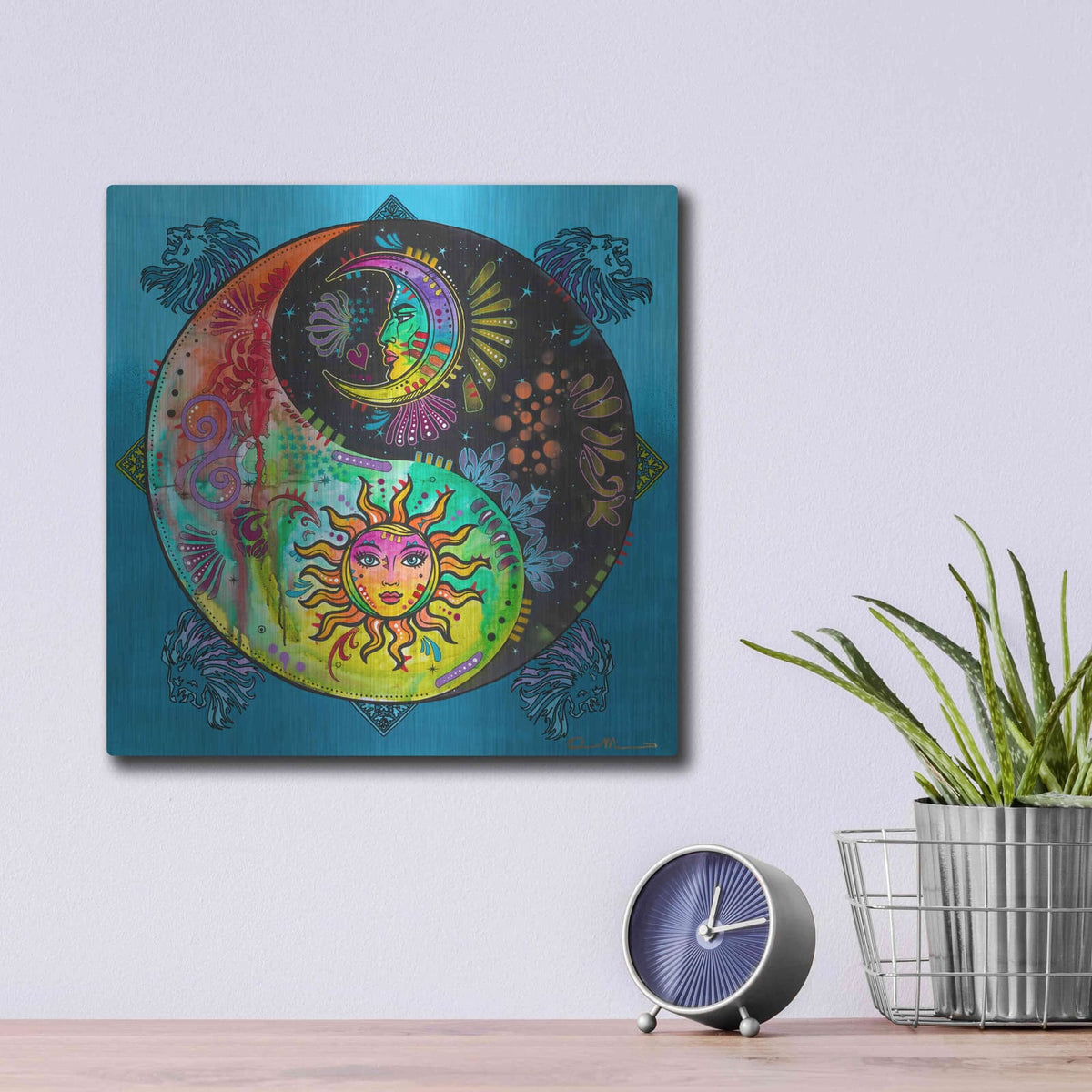 'Yin Yang - Sun and Moon' by Dean Russo – Metal Wall Art, 12x12 room view