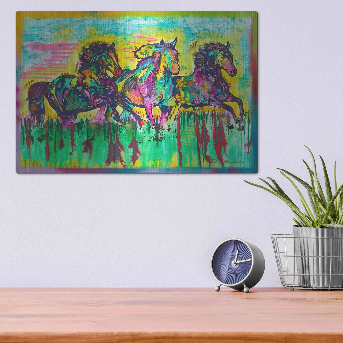 'Three Horses' by Dean Russo – Metal Wall Art, 16x12 room view
