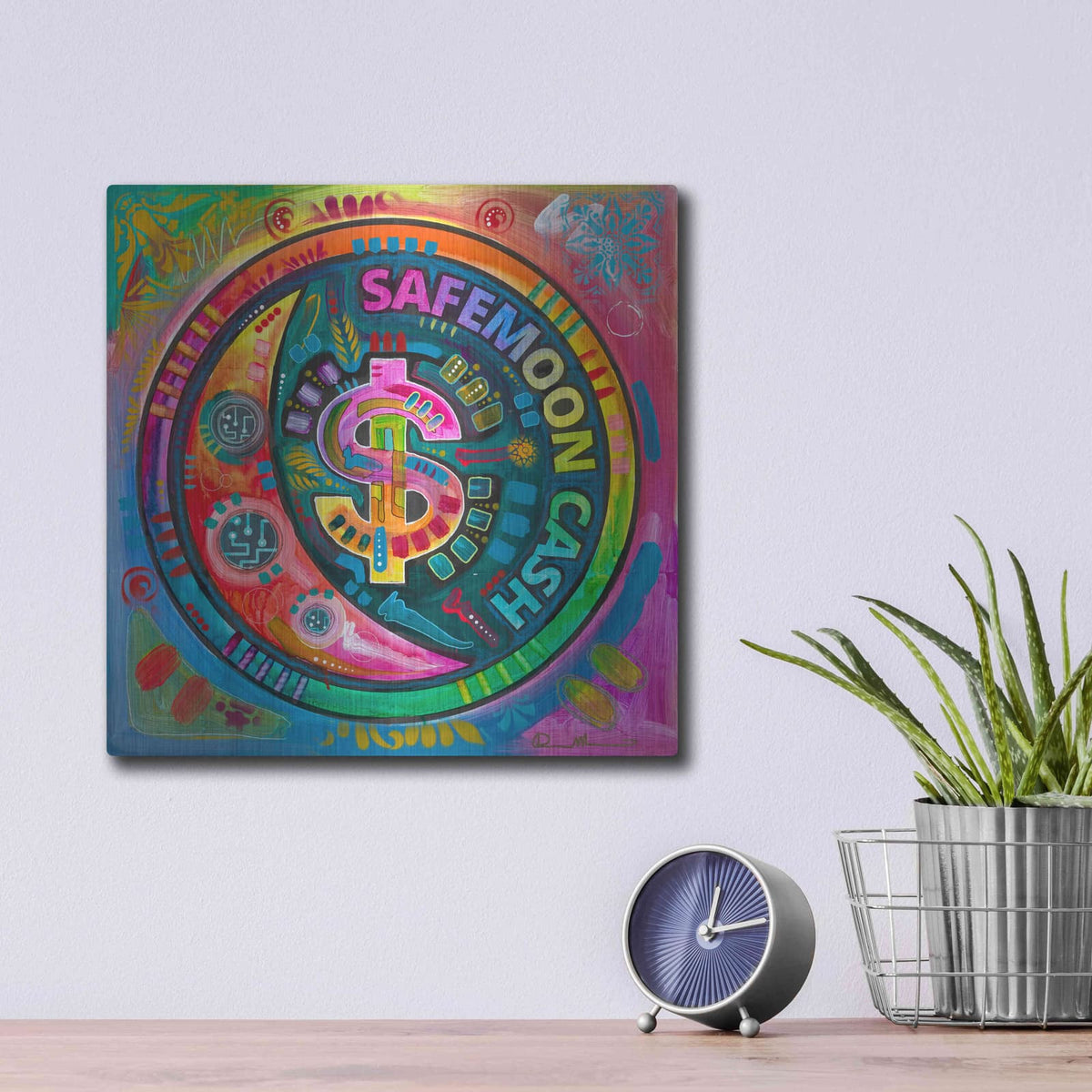 'Safemoon Cash' by Dean Russo – Metal Wall Art, 12x12 room view