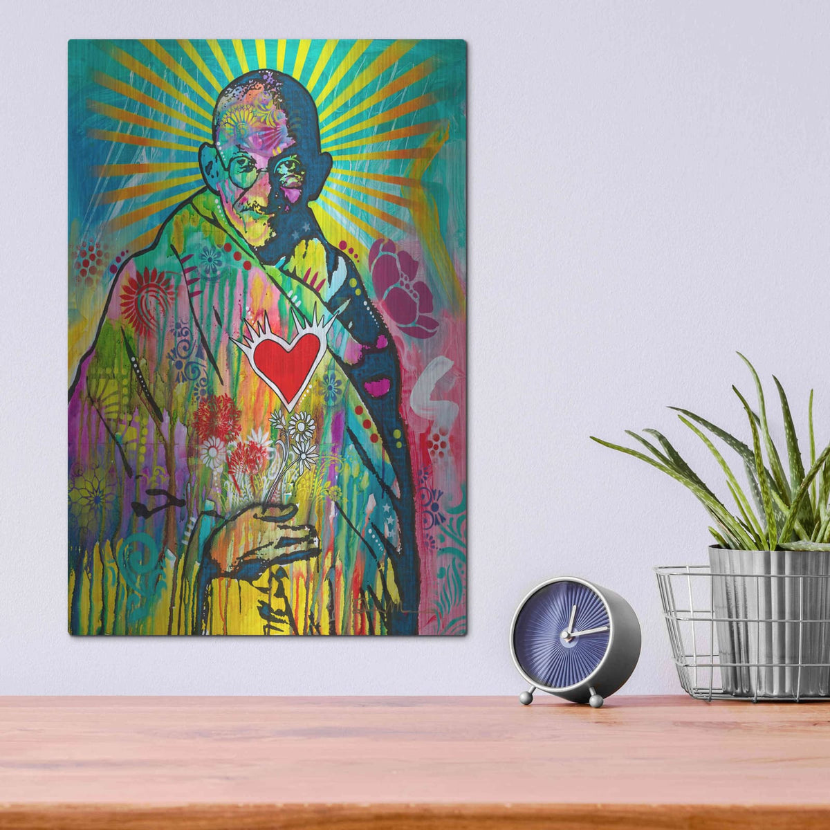 'Gandhi' by Dean Russo – Metal Wall Art, 12x16 room view