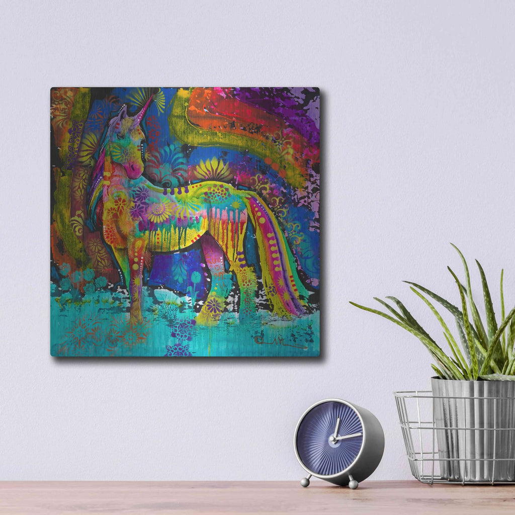 'Oddesy Unicorn' by Dean Russo – Metal Wall Art, 12x12 room view