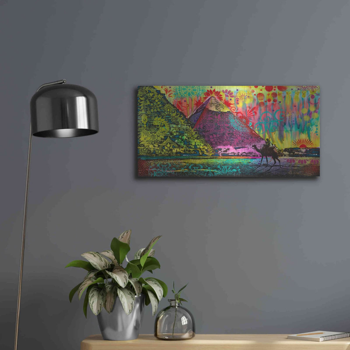 'Sunset at Cheops' by Dean Russo – Metal Wall Art, 24x12 room view