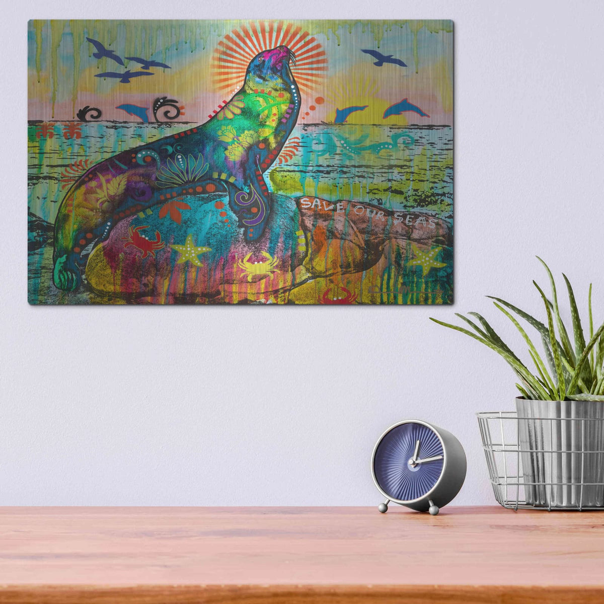 'Save Our Seas 3' by Dean Russo – Metal Wall Art, 16x12 room view