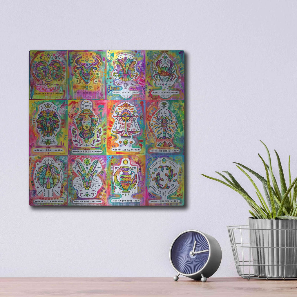'Zodiac Calendar' by Dean Russo – Metal Wall Art, 12x12 room view
