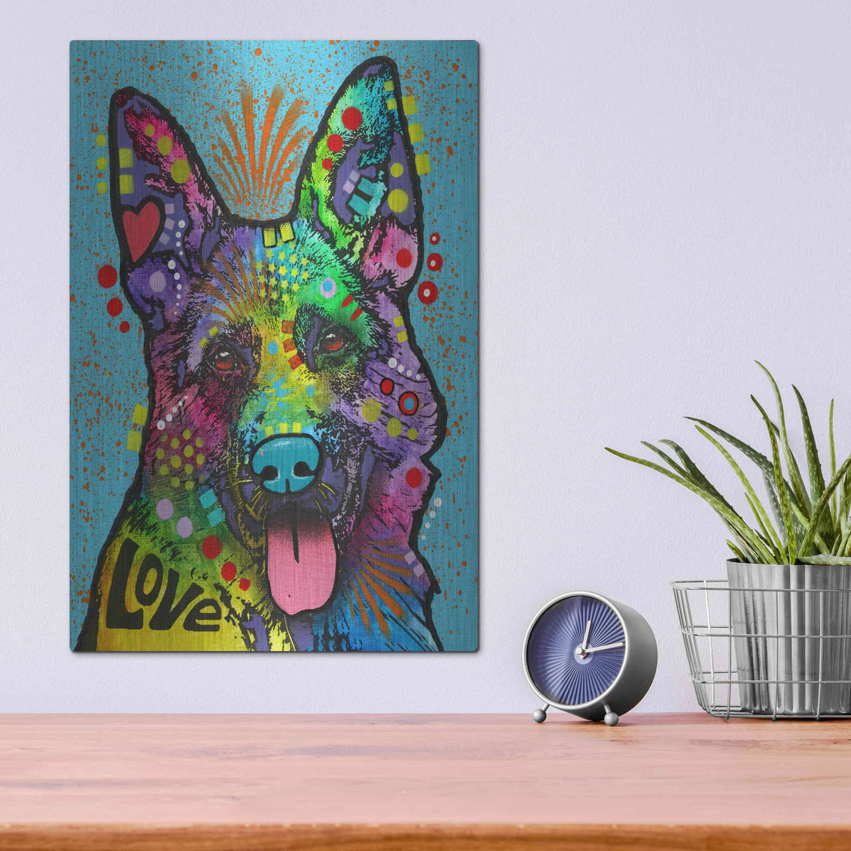 'German Shepherd (Love Collection)' by Dean Russo – Metal Wall Art, 12x16 room view