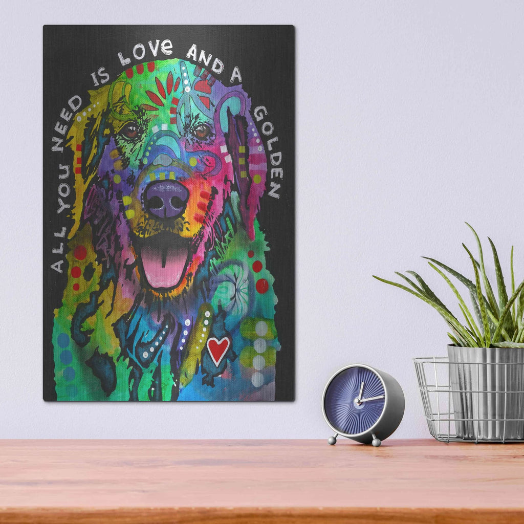 'Love And A Golden' by Dean Russo – Metal Wall Art, 12x16 room view