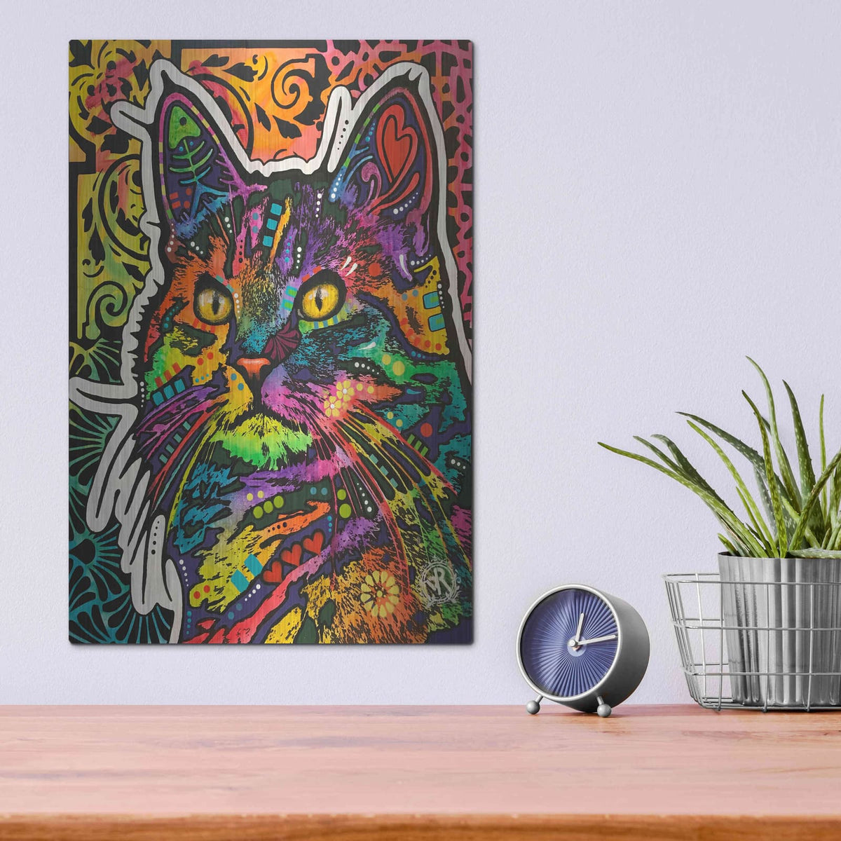 'Necessity Cat' by Dean Russo – Metal Wall Art, 12x16 room view