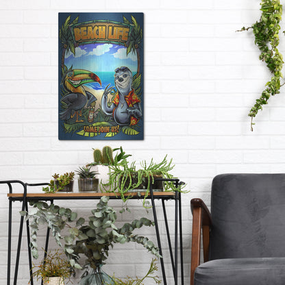 Luxe Metal Art 'Beach Life' by Flyland Designs, Metal Wall Art,12x16