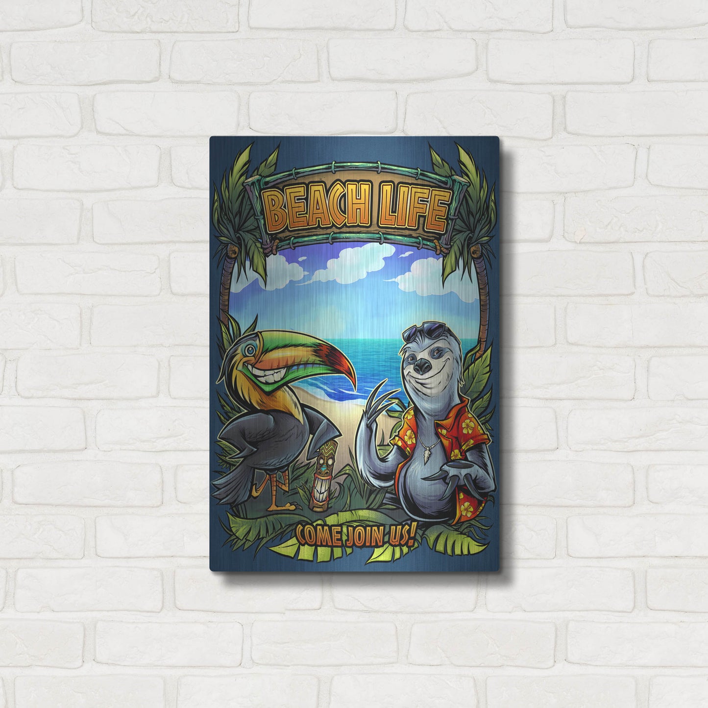 Luxe Metal Art 'Beach Life' by Flyland Designs, Metal Wall Art,16x24