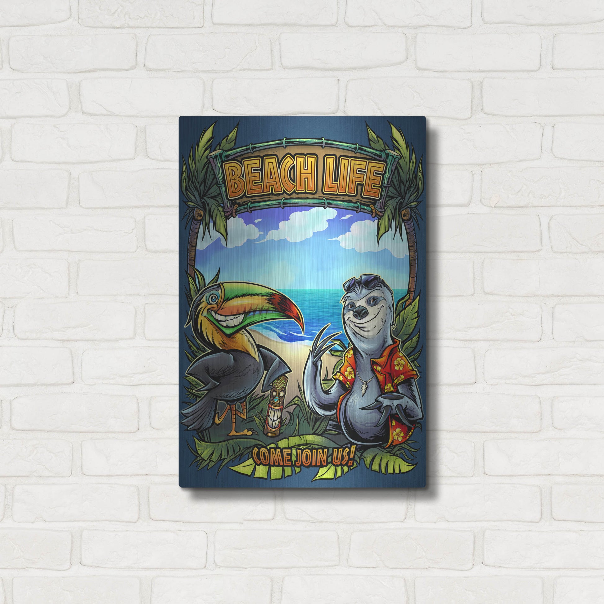 Luxe Metal Art 'Beach Life' by Flyland Designs, Metal Wall Art,16x24