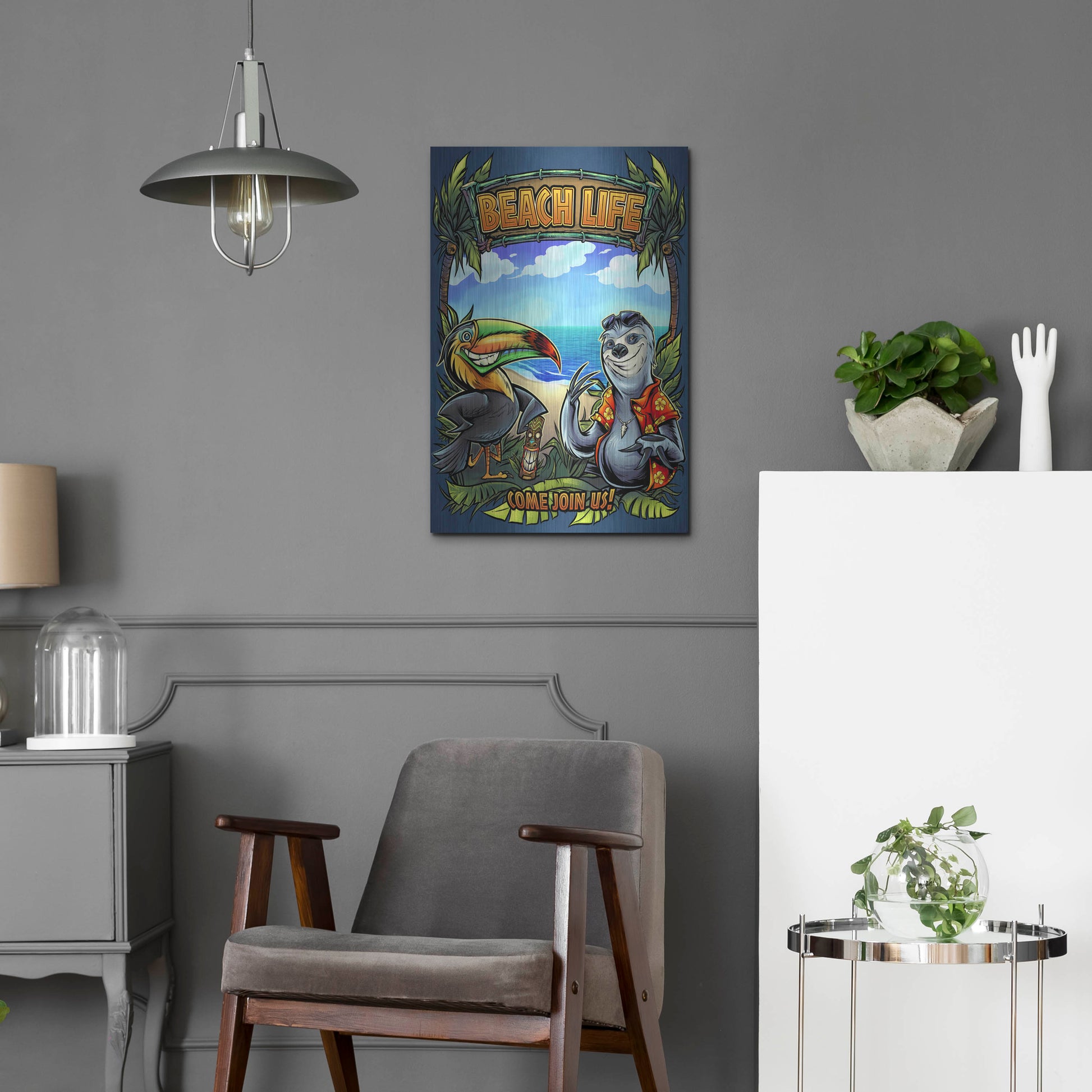 Luxe Metal Art 'Beach Life' by Flyland Designs, Metal Wall Art,16x24