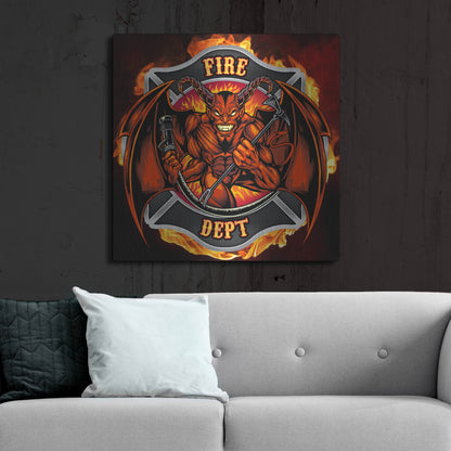 Luxe Metal Art 'Devil Fire Department Logo' by Flyland Designs, Metal Wall Art,36x36