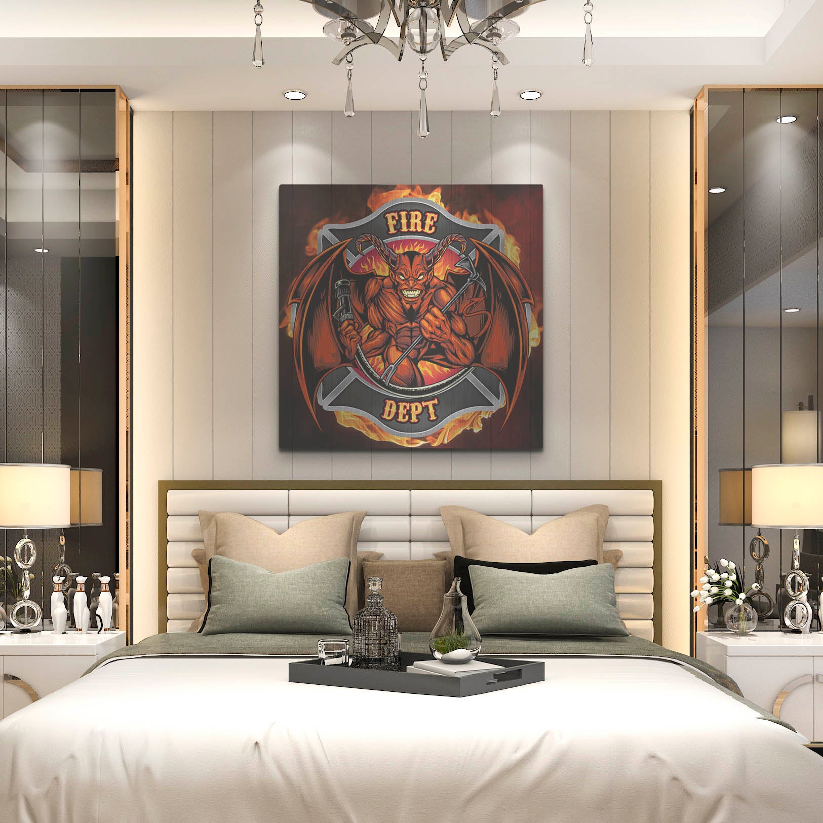 Luxe Metal Art 'Devil Fire Department Logo' by Flyland Designs, Metal Wall Art,36x36