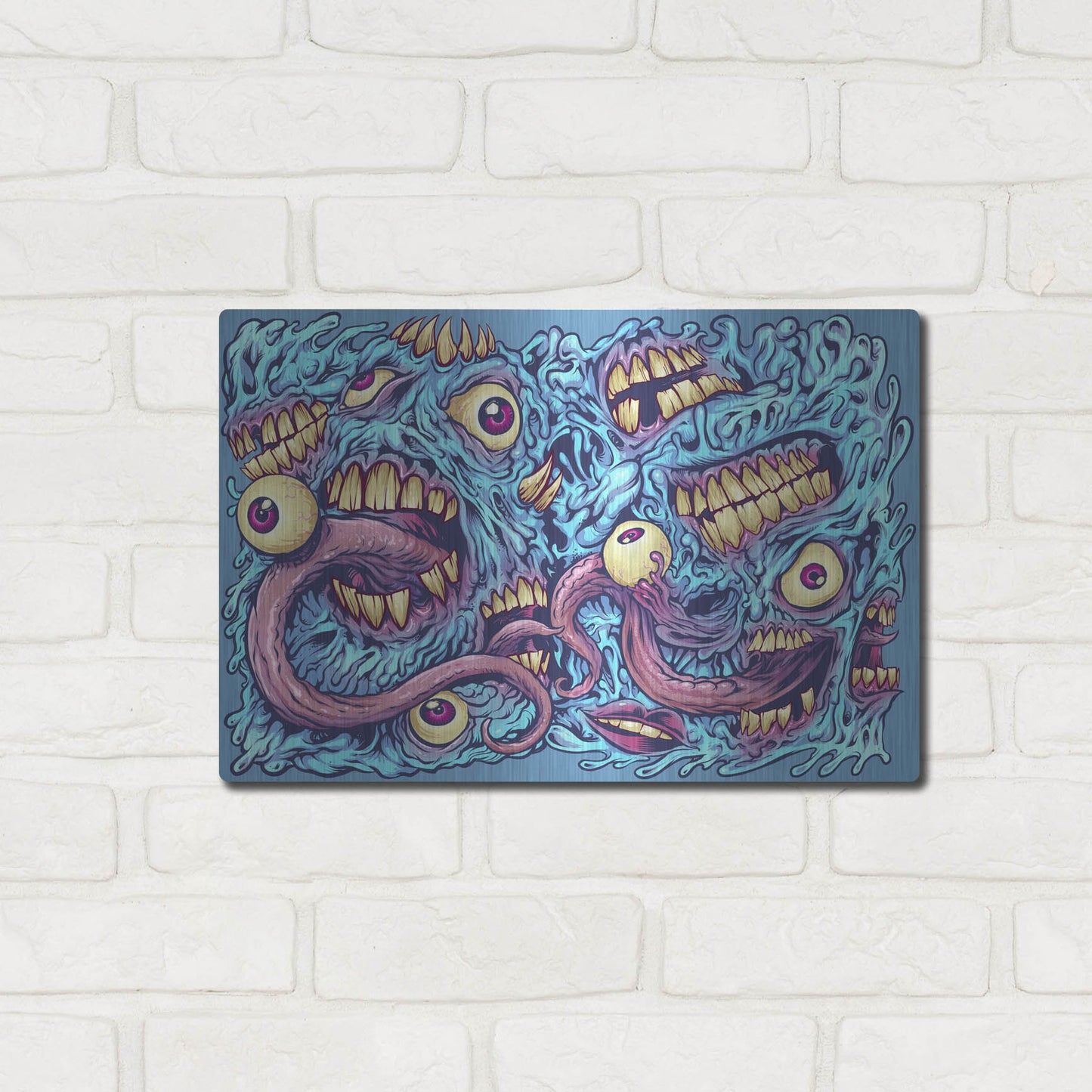 Luxe Metal Art 'Eyeballs and Teeth Pattern' by Flyland Designs, Metal Wall Art,16x12