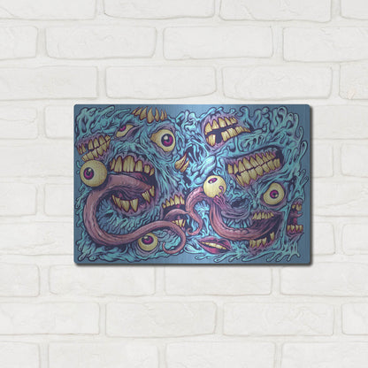 Luxe Metal Art 'Eyeballs and Teeth Pattern' by Flyland Designs, Metal Wall Art,16x12